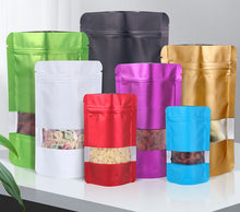 Load image into Gallery viewer, 100 Pcs Resealable Stand Up Pouch with Frosted Clear Window

