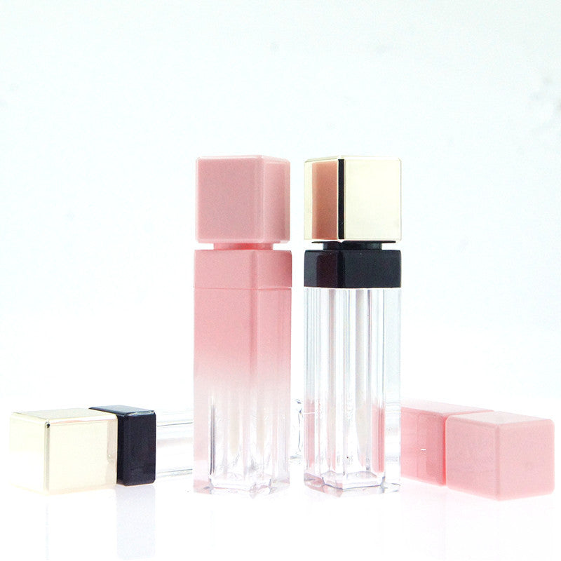 10ml/0.34 oz Square Gradient Pink Lip Gloss Tube Glaze Empty Lipgloss Tubes with Wand Mini Lipstick