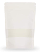 將圖片載入圖庫檢視器 White Kraft Zip Lock Stand Up Pouches with U-Notch and Window Pack of 50pcs