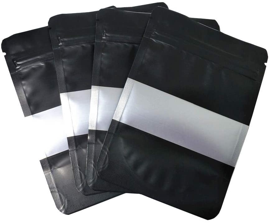 100 Pcs Resealable Stand Up Pouch with Frosted Clear Window
