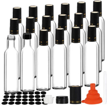 Load image into Gallery viewer, 8.5 OZ Glass Bottle with Leak Proof Screw Caps for Oil, Juicing Bottles With Caps Shrink Capsules, Vinegar, Syrup 250ml 60pcs
