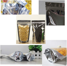 將圖片載入圖庫檢視器 Silver ziplock Clear Front Foil Back Stand up pouch with clear window