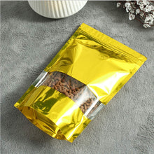 將圖片載入圖庫檢視器 Gold stand-up pouch with window