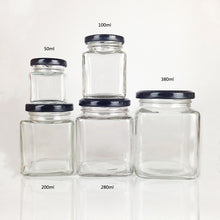 將圖片載入圖庫檢視器 Square clear glass jar with metal lid wholesale