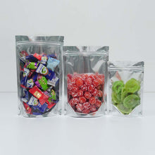 將圖片載入圖庫檢視器 Silver ziplock Clear Front Foil Back Stand up pouch with clear window