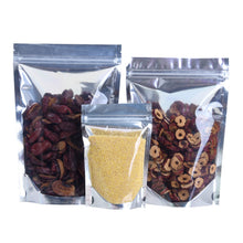 將圖片載入圖庫檢視器 Silver ziplock Clear Front Foil Back Stand up pouch with clear window