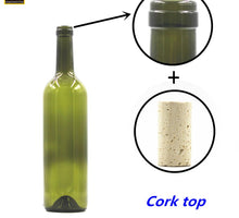 Load image into Gallery viewer, 750ml Wine Glass Bottles With Cork Top &amp; Screw Top
