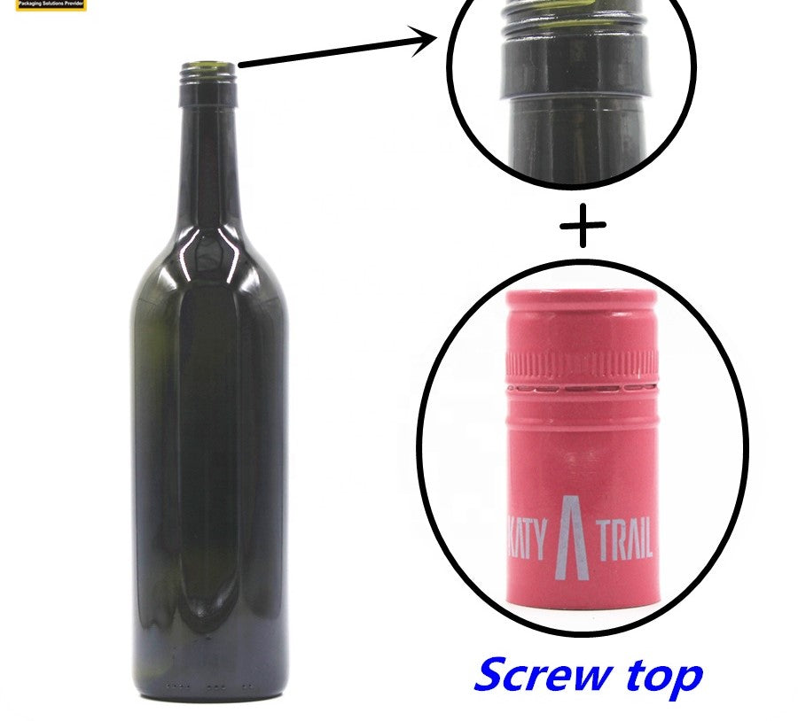 750ml Wine Glass Bottles With Cork Top & Screw Top