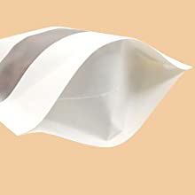 將圖片載入圖庫檢視器 White Kraft Zip Lock Stand Up Pouches with U-Notch and Window Pack of 50pcs