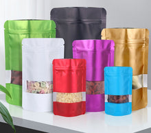 將圖片載入圖庫檢視器 100 Pcs Resealable Stand Up Pouch with Frosted Clear Window
