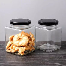 將圖片載入圖庫檢視器 Square clear glass jar with metal lid wholesale
